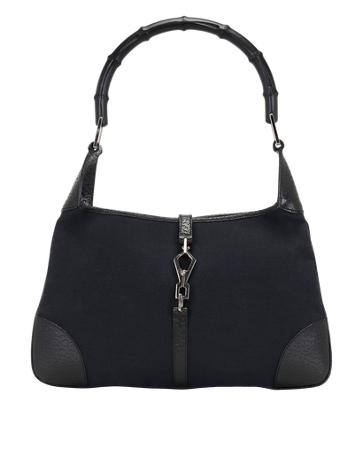 Vintage Bamboo Jackie, &pound;380, Handbags, Black, Canvas/Leather, Front view